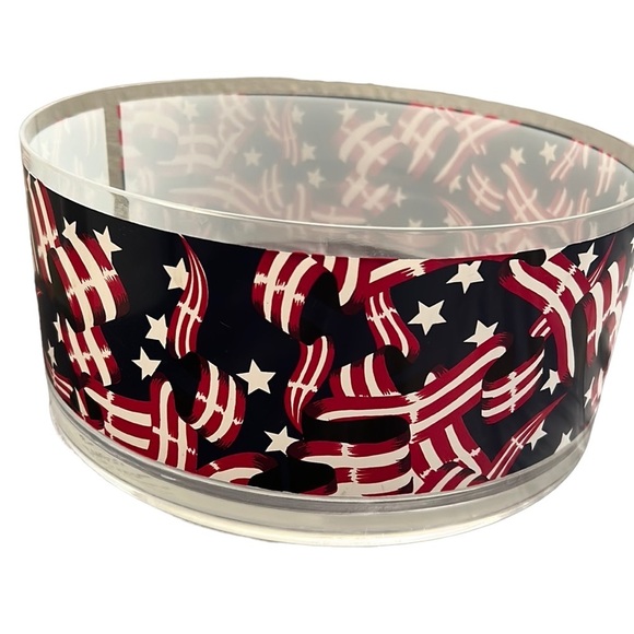Patriot Large serving bowl. On the  outside Blue red white W a clear bottom. - Picture 2 of 3